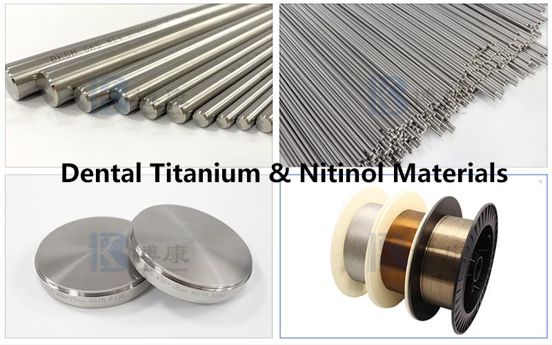 Materiais de titânio e nitinol dental para aplicações de implante e restaurador